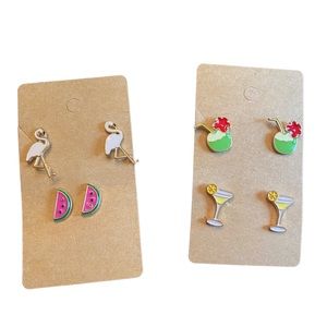 Torrid Set of 4 Pair Tropical Themed Stud Earrings